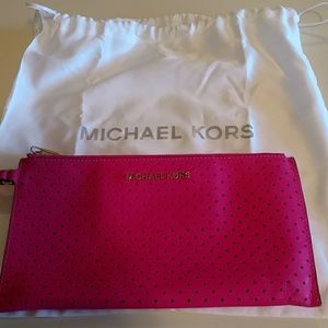 Michael Kors Jet Set Large perforated zip clutch